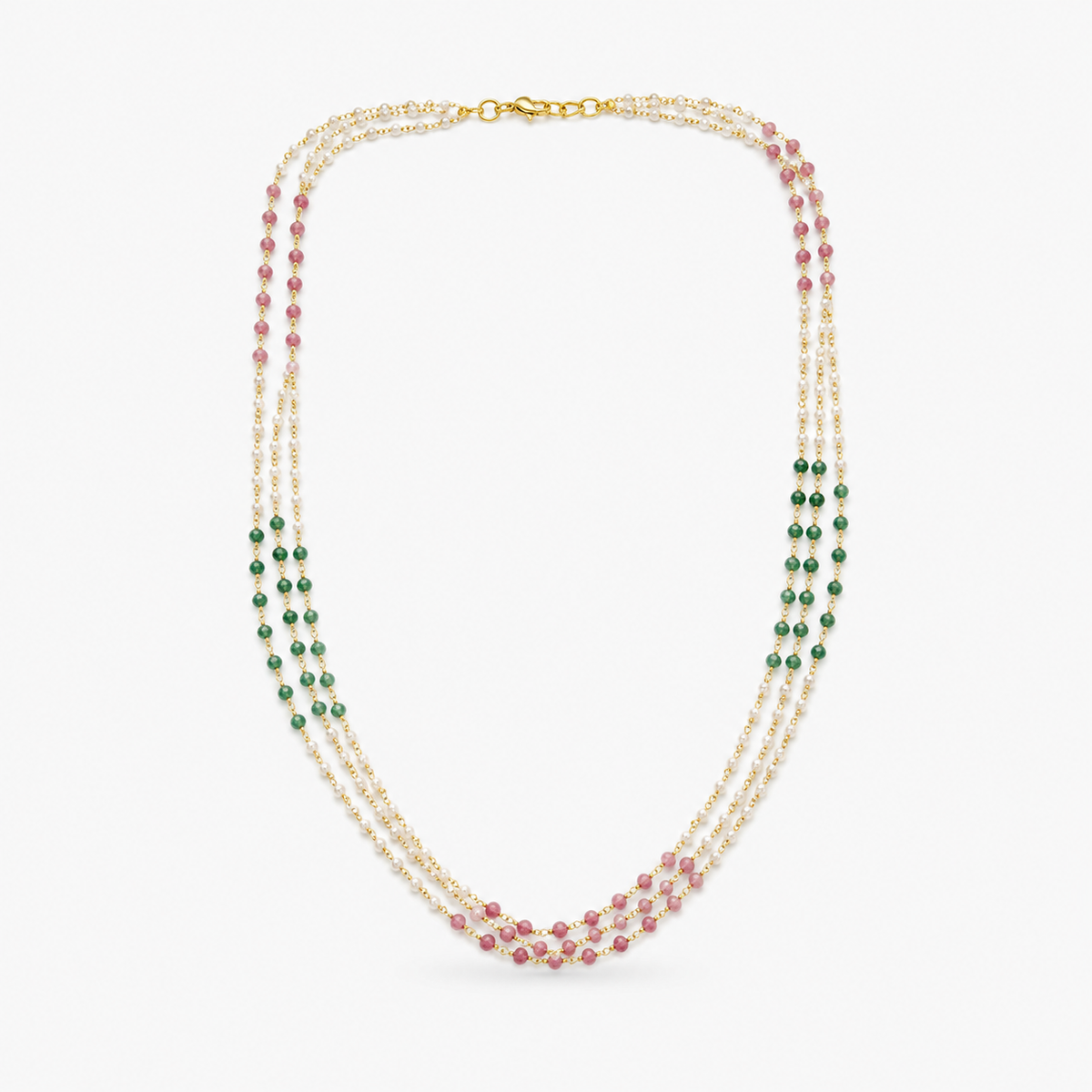 3 Layer Multicolour Pearl Necklace
