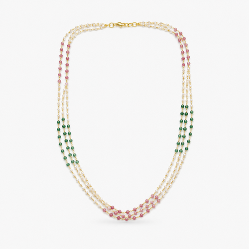 3 Layer Multicolour Pearl Necklace