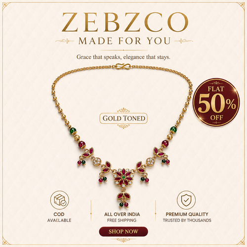 Floral kemp stone chain necklace