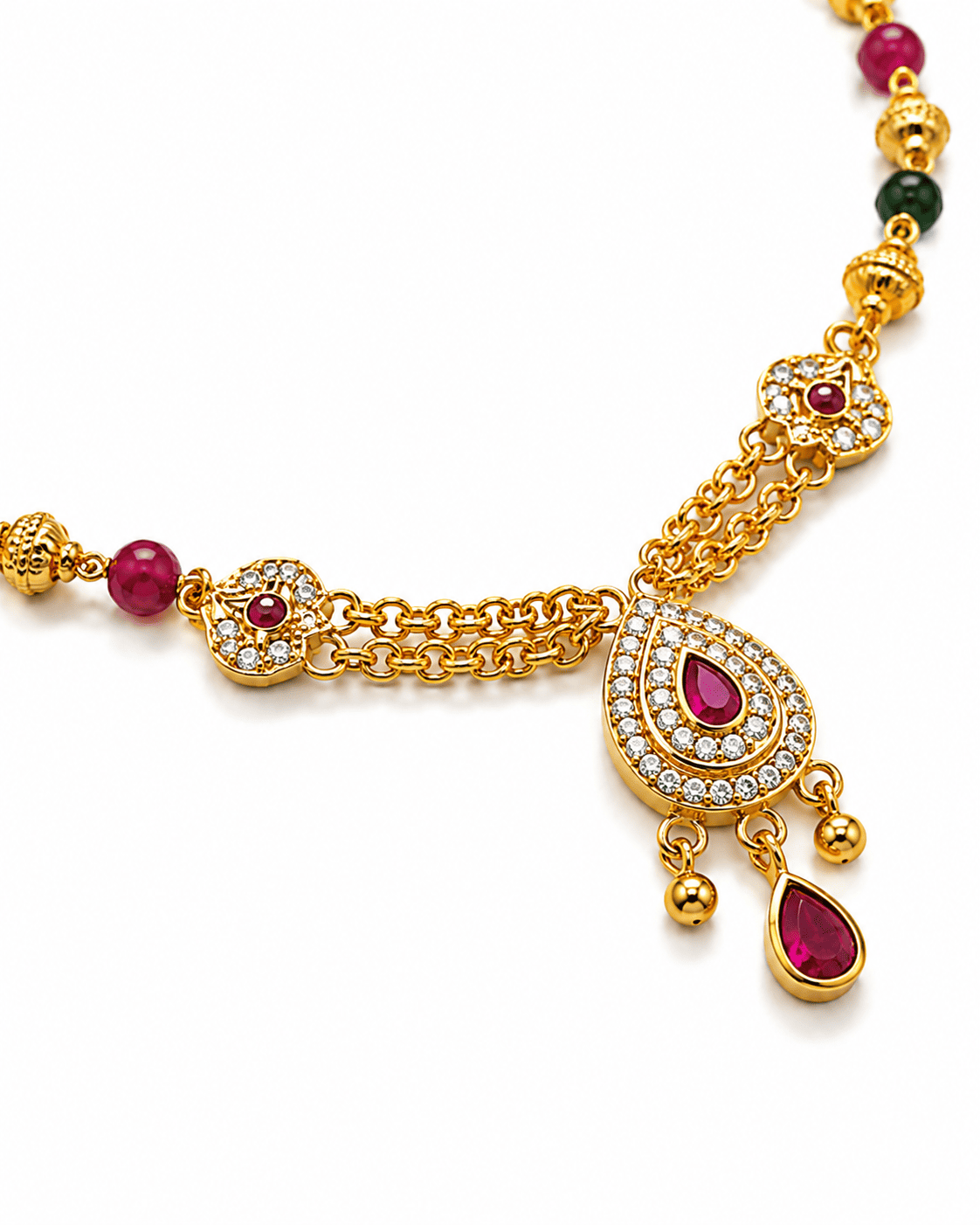 Mugappu Ruby Droplet Chain