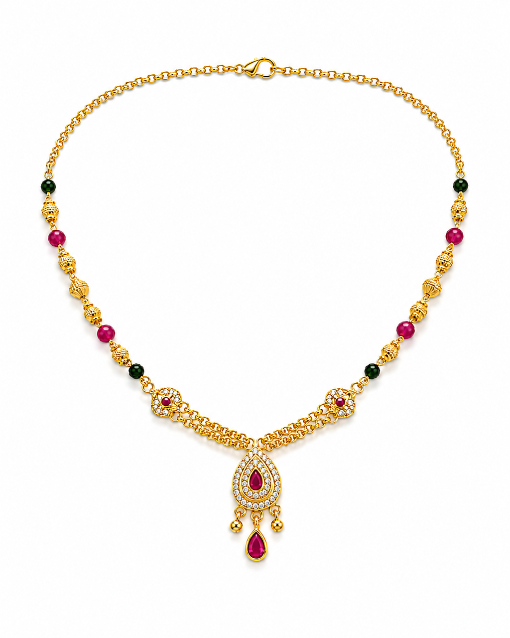 Mugappu Ruby Droplet Chain