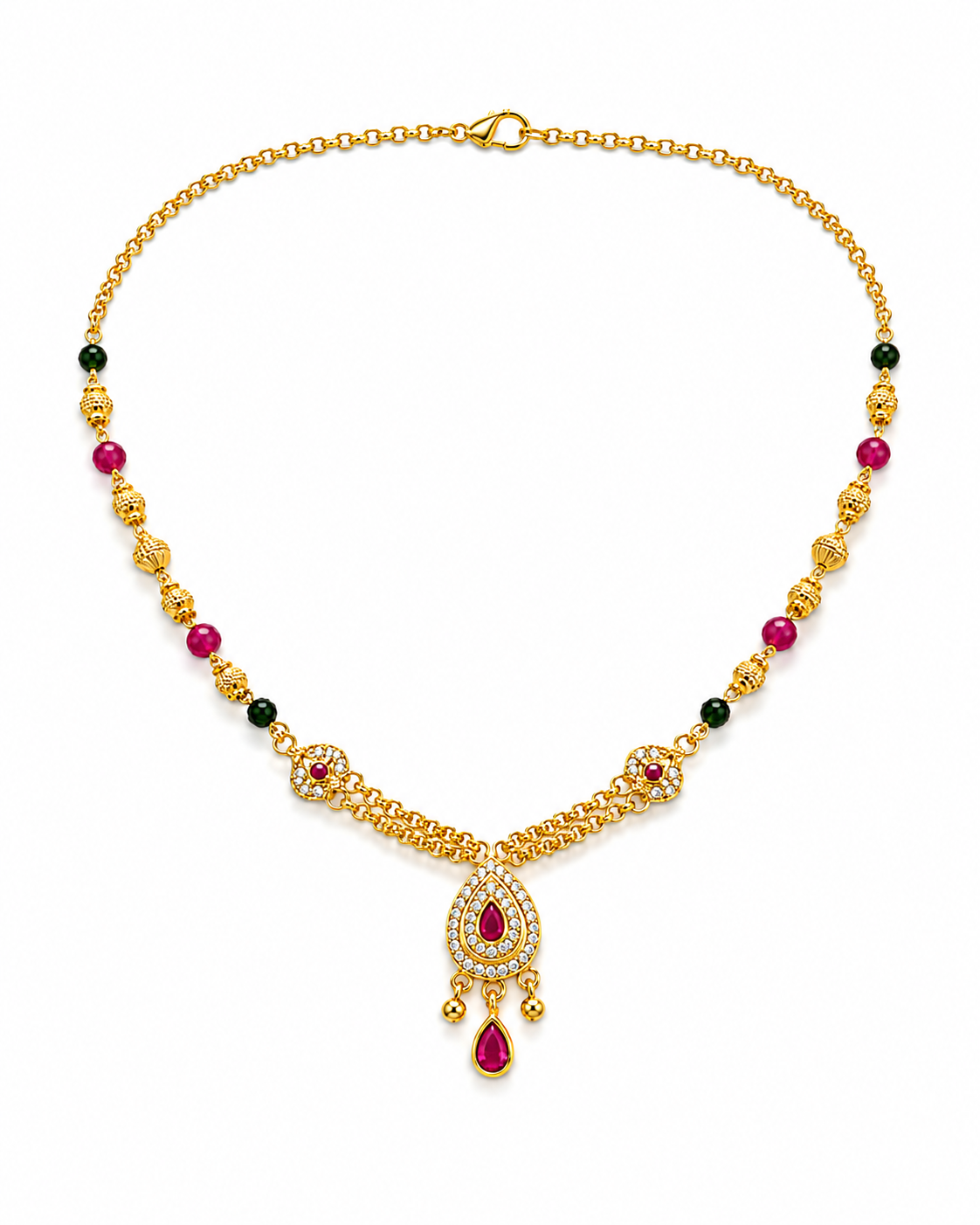 Mugappu Ruby Droplet Chain